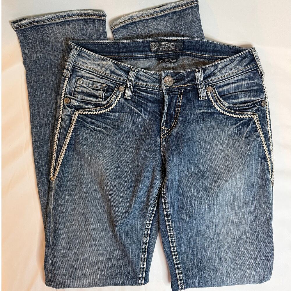 Silver Jeans Medium Wash Aiko Low Straight Leg Jeans Women’s Size W27/L32
